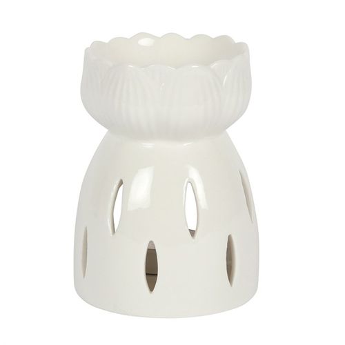 White Gloss Lotus Flower Oil Burner - Buy  at GiftMasters.co.uk