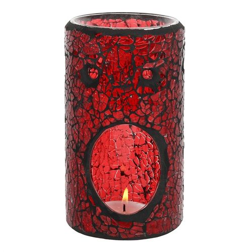 Red Pillar Crackle Glass Oil Burner and Wax Warmer - Buy  at GiftMasters.co.uk