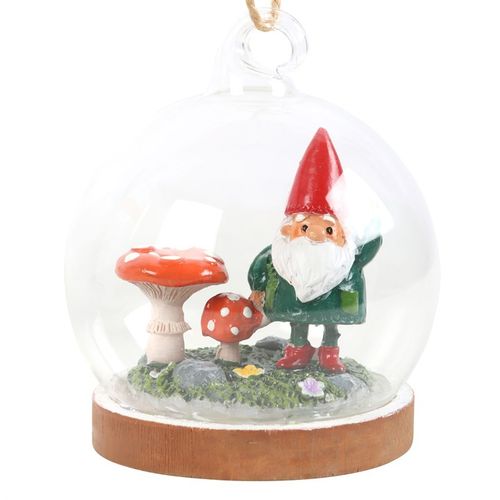Gnome Glass Dome Hanging Decoration - GiftMasters.co.uk