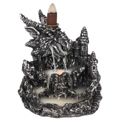 Silver Dragon Backflow Incense Burner With Light - Buy  at GiftMasters.co.uk