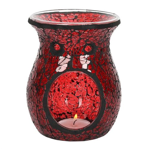Large Red Crackle Glass Oil Burner and Wax Warmer - Buy  at GiftMasters.co.uk