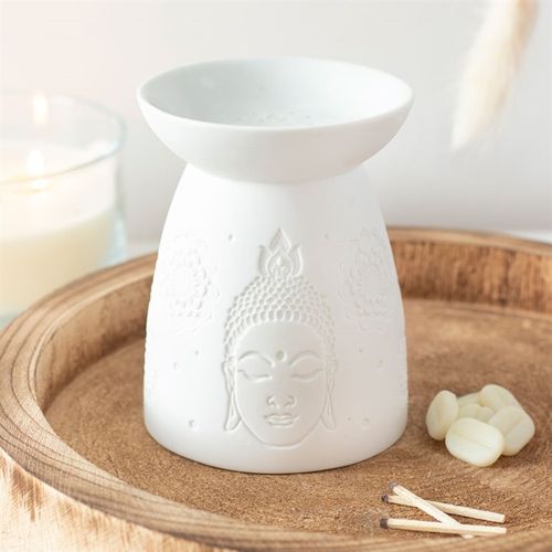 White Ceramic Buddha Face Oil Burner and Wax Warmer - Buy  at GiftMasters.co.uk