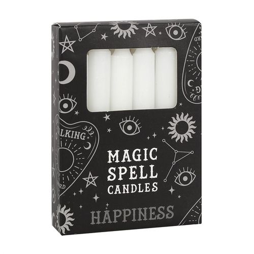 Set of 12 White 'Happiness' Spell Candles - Buy  at GiftMasters.co.uk