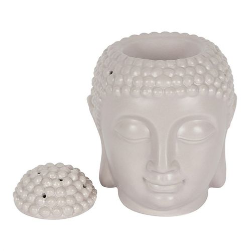 Large Grey Buddha Head Oil Burner and Wax Warmer - GiftMasters.co.uk