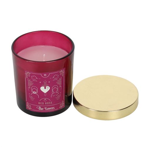 The Lovers Red Rose Tarot Candle - GiftMasters.co.uk