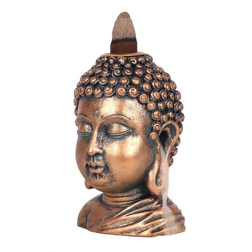 Bronze Buddha Head Backflow Incense Burner - GiftMasters.co.uk