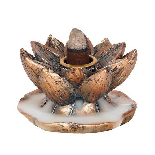 Bronze Lotus Backflow Incense Burner - Buy  at GiftMasters.co.uk