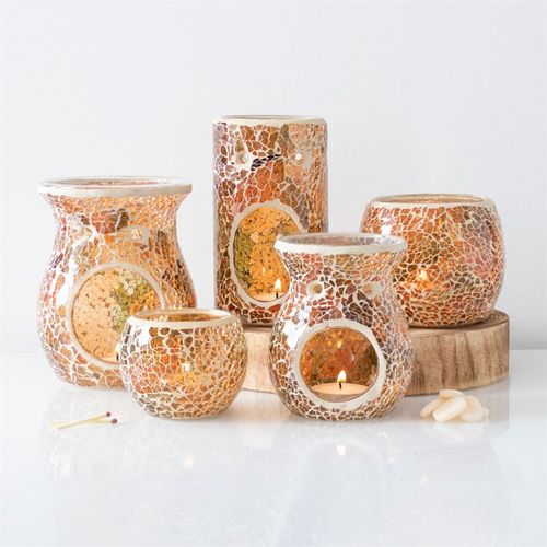 Large Brown Crackle Oil Burner and Wax Warmer - GiftMasters.co.uk